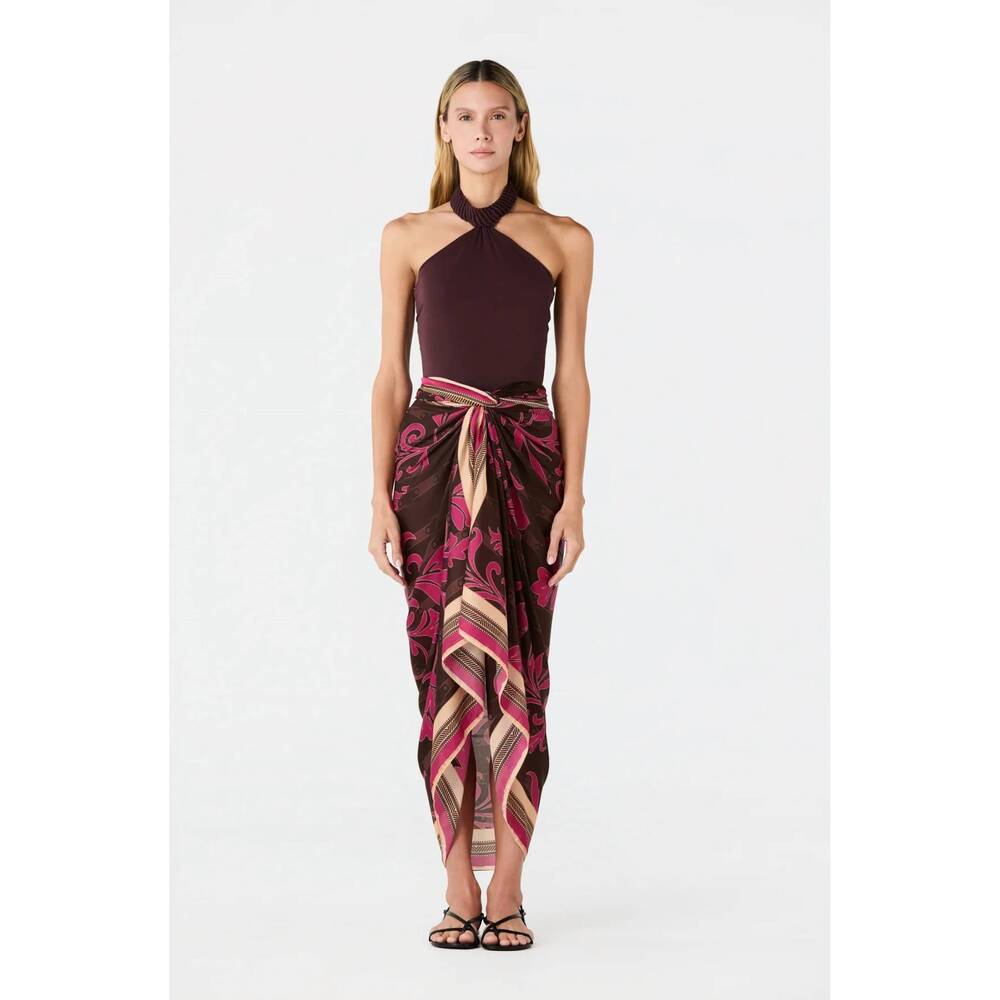 NEW JUAN DE DIOS cotton silk sarong in fuchsia flowers